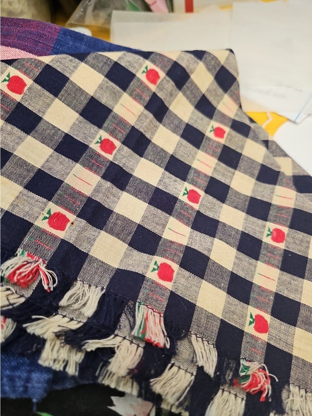 Placemats Lot Of 3, Red, White, Blue, Buffalo Plaid/ Gingham Red Embroidered...